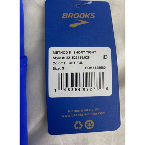 Brooks Women Size Small Method 5” Short Tights Bluetiful Wicking 4 Way Stretch - Picture 4 of 11